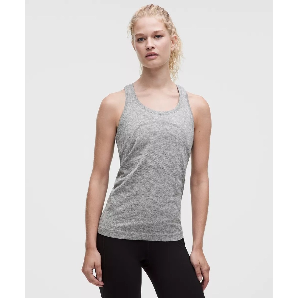 Lululemon Swiftly Tech Hip Length Racerback Tank Top 2.0 Slate/White Women US 6